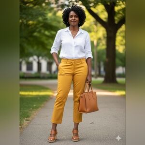 Ann Taylor - The Crop Curvy Fit Pants Mustard Yellow Size 16